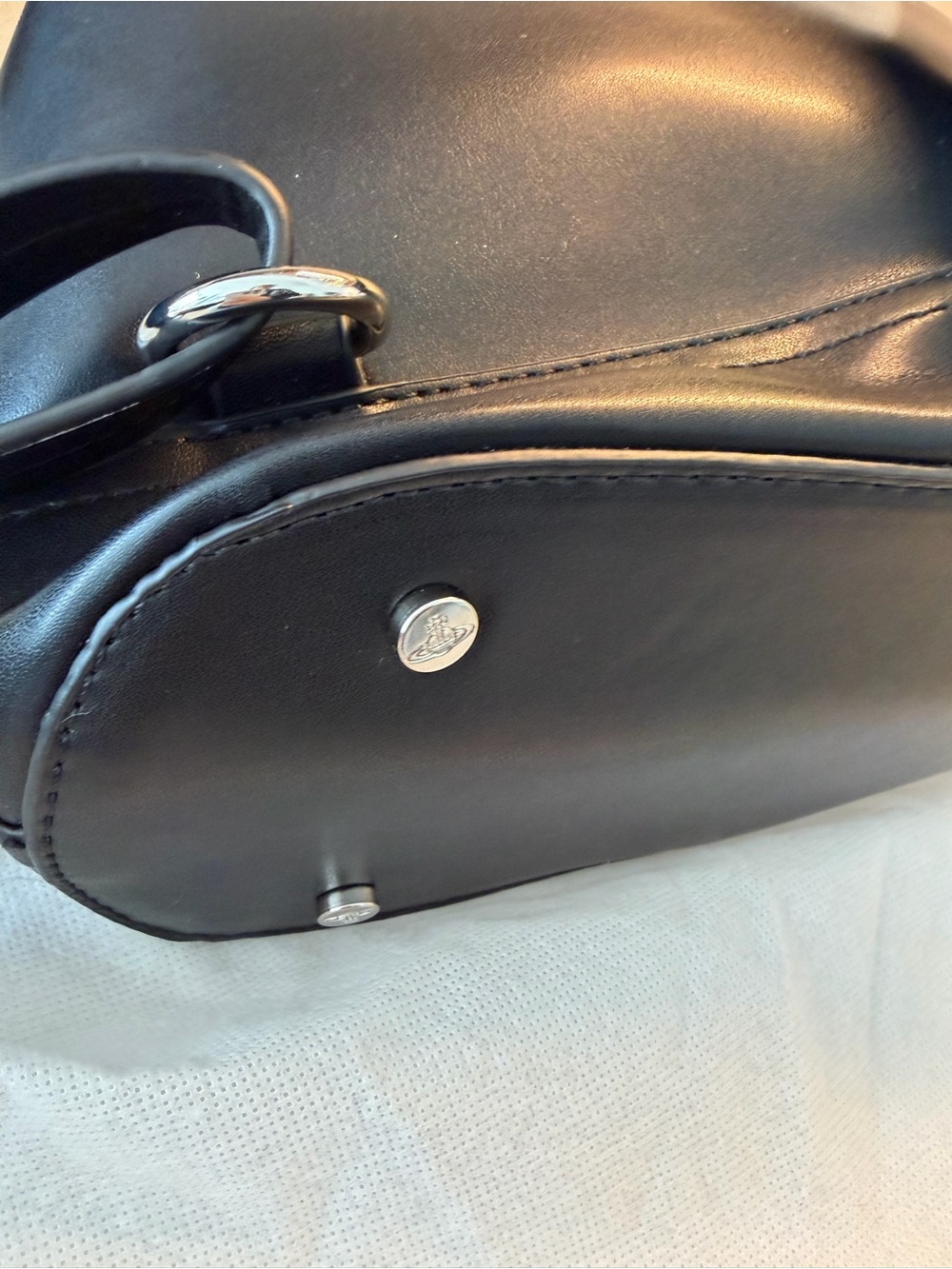Vivienne Westwood Black Leather Mini Backpack with Silver Hardware - Picture 7 of 11